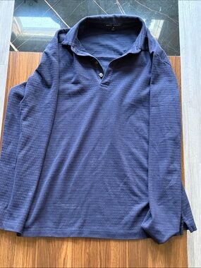 Robert Barakett Navy Blue Long Sleeve Polo Shirt